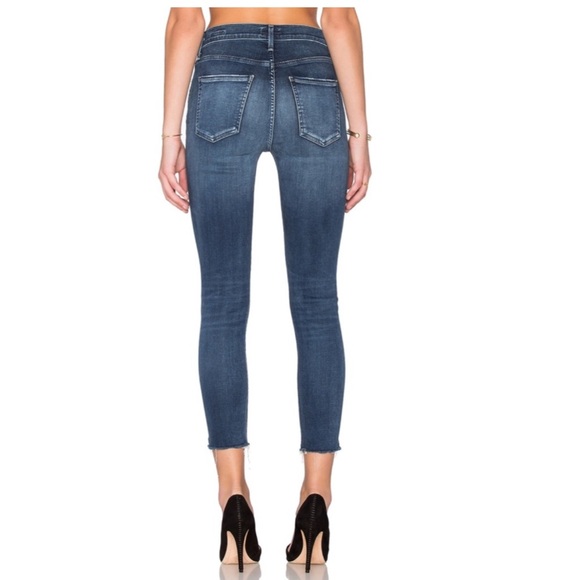 AGOLDE Sophie Skinny Crop Jeans In Claremont Raw Hem Blue Size 25 Made In USA - Picture 2 of 15